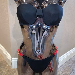 NWT Nautical Black with Red & Gold Bikini Set